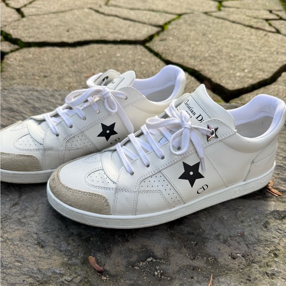 Dior Star-Embellished White and Black Sneakers - Picture 2 of 5
